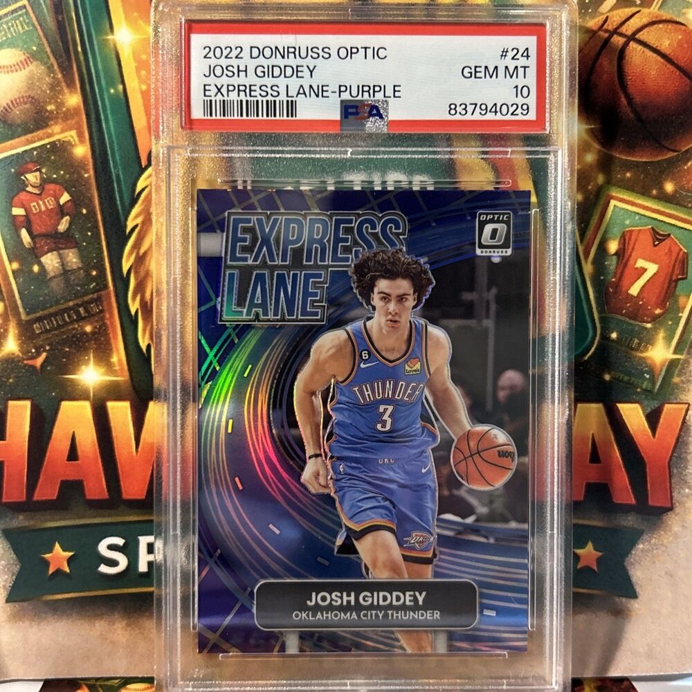 Josh Giddy 2022-23 Donruss Optic Express Lane Purple Prizm SP Thunder PSA 10